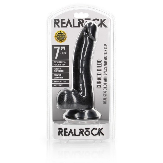 CURVED REALISTIC DILDO WITH BALLS AND SUCTION CUP - 7 / 18 CM