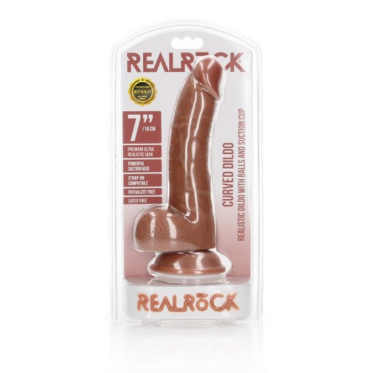 CURVED REALISTIC DILDO WITH BALLS AND SUCTION CUP - 7 / 18 CM