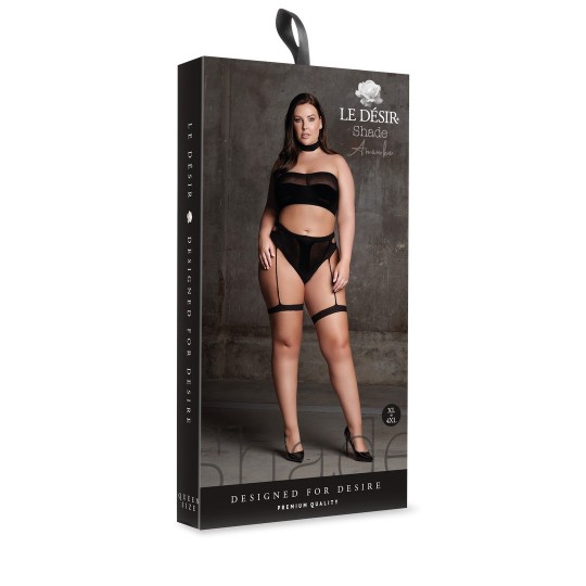 ANANKE XII - THREE PIECE WITH CHOKER, BANDEAU TOP AND PANTIE WITH GARTERS - PLUS SIZE