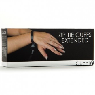 DISPOSABLE OUCH! ZIP TIE CUFFS EXTENDED BLACK