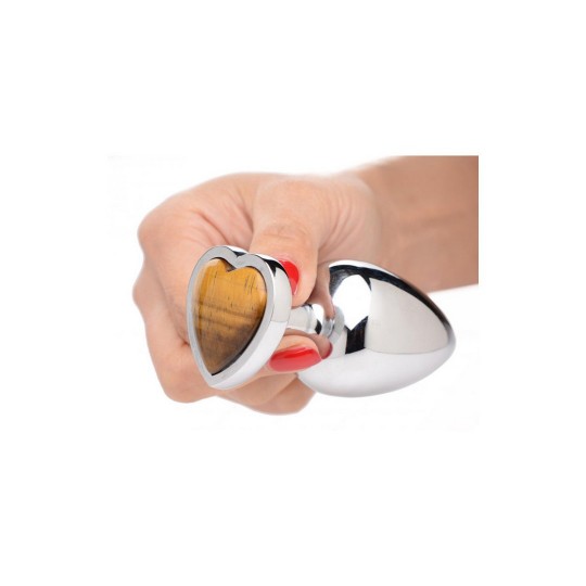 СЕРДЦЕ ИЗ ТИГРОВОГО ГЛАЗА - ЗАТЫЧКА ДЛЯ ПОПЫ - БОЛЬШАЯ