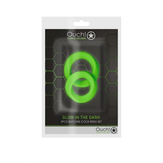ENSEMBLE DE 2 ANNEAUX POUR PENIS GLOW IN THE DARK OUCH!
