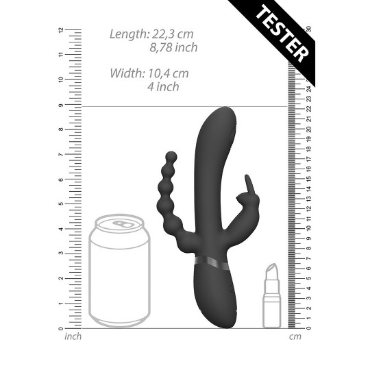RINI - PULSE WAVE  VIBRATING DOUBLE PENETRATION RABBIT - BLACK - TESTER