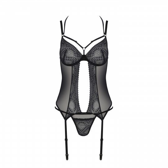 PASSION ECO COLLECTION DROSERA CORSET AND THONG BLACK