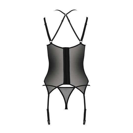 PASSION ECO COLLECTION DROSERA CORSET AND THONG BLACK