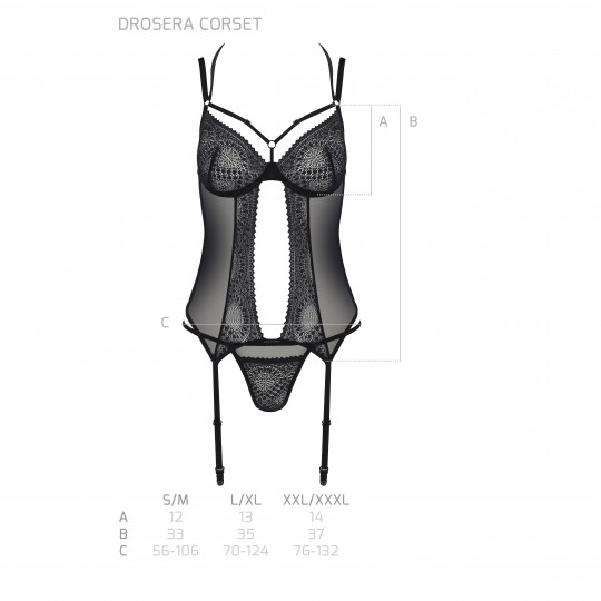 PASSION ECO COLLECTION DROSERA CORSET AND THONG BLACK