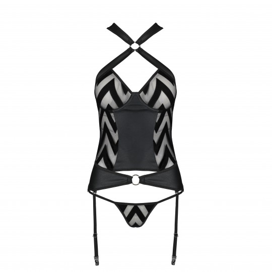 PASSION HIMA CORSET AND THONG BLACK
