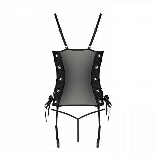 CORSET ET STRING MALWIA NOIR TAILLE REINE PASSION