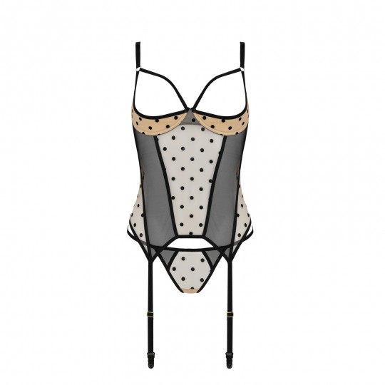 PASSION DEVIL COLLECTION MARINA CORSET AND THONG BEIGE