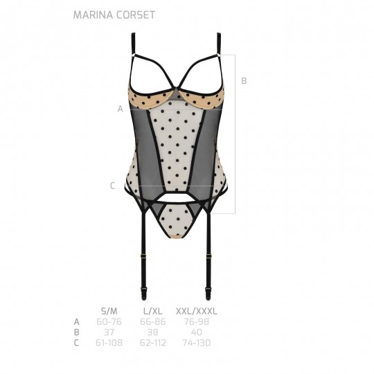 PASSION DEVIL COLLECTION MARINA CORSET AND THONG BEIGE