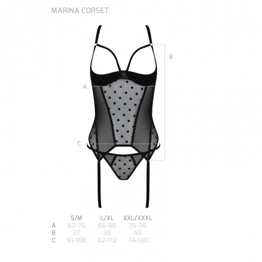 PASSION DEVIL COLLECTION MARINA CORSET AND THONG BLACK