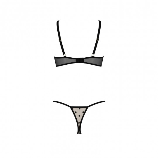 CONJUNTO DE 2 PEÇAS COM SUTIÃ ABERTO MARINA BEGE DEVIL COLLECTION PASSION