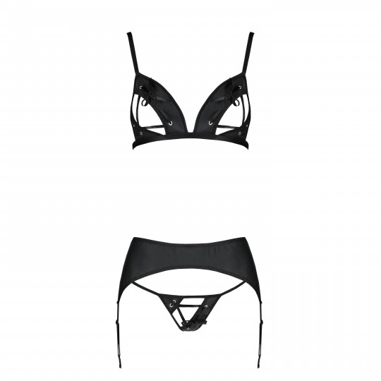 MILEY SET WITH OPEN BRA BLACK  - PASSION