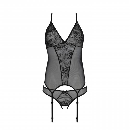 PASSION URSULA CORSET AND THONG BLACK