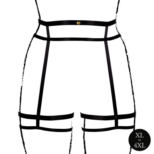 DOUBLE STRAP GARTER BELT WITH ADJUSTABLE SLIDERS - PLUS SIZE - BLACK