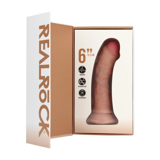 VIBRATING REGULAR CURVED COCK - 6 / 15,5 CM - FLESH