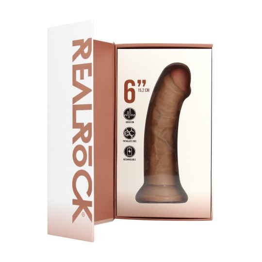 VIBRATING REGULAR CURVED COCK - 6 / 15,5 CM - TAN