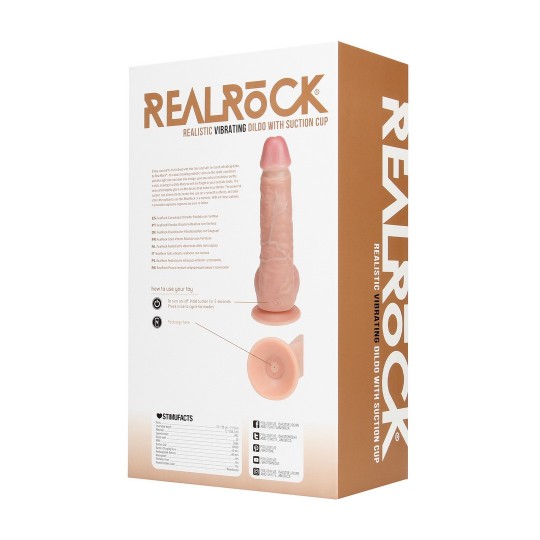 VIBRATING REGULAR STRAIGHT COCK WITH BALLS - 9 / 23 CM - FLESH