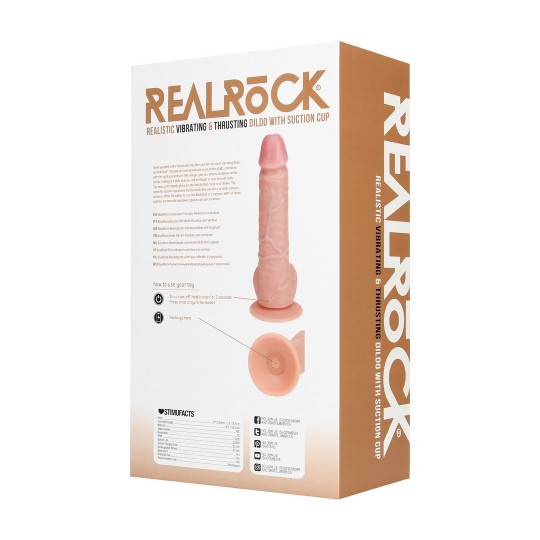 VIBRATING AND THRUSTING STRAIGHT COCK WITH BALLS - 8 / 20,5 CM - FLESH