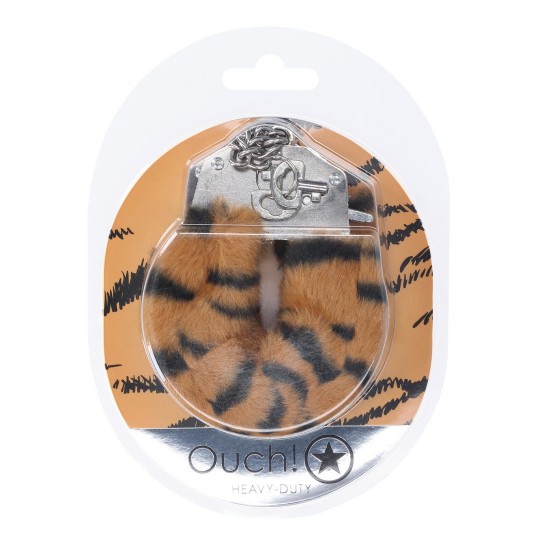 HEAVY-DUTY FLUFFY HANDCUFFS - TIGER