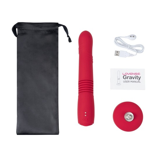 GRAVITY - APP-CONTROLLED AUTOMATIC THRUSTING AND VIBRATING DILDO - RED