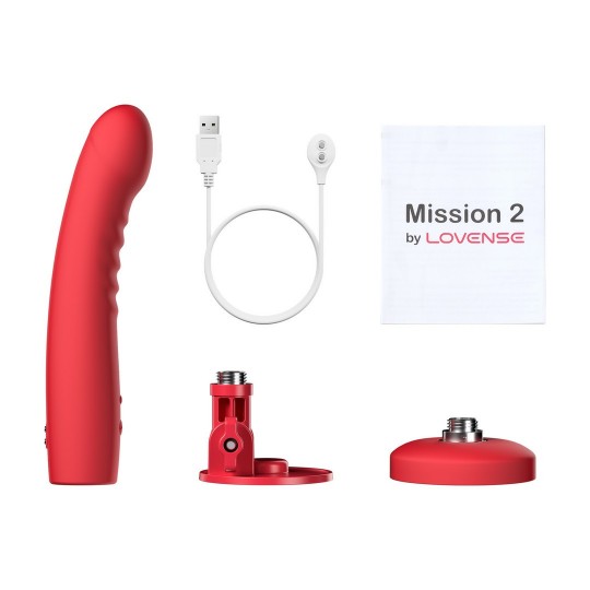 MISSION 2 - VIBRATING SUCTION CUP DILDO WITH TOUCH-SENSE - RED
