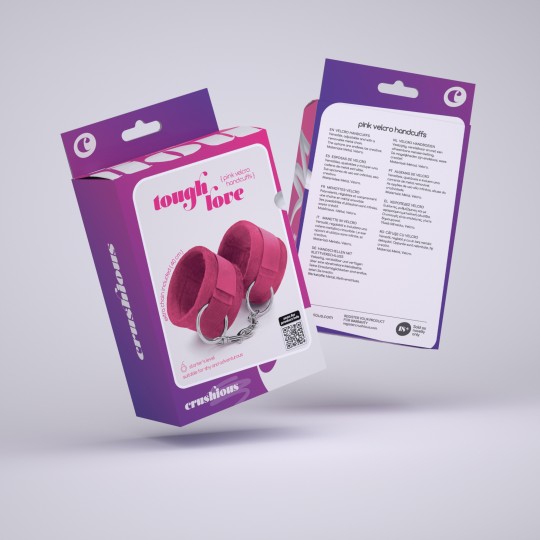 TOUGH LOVE VELCRO HANDCUFFS WITH EXTRA 40CM CHAIN CRUSHIOUS PINK