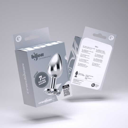 PACK DE 48 PLUG ANAL JOIA BIJOU TRANSPARENTE PEQUENO CRUSHIOUS COM BOLSA AVELUDADA GRÁTIS