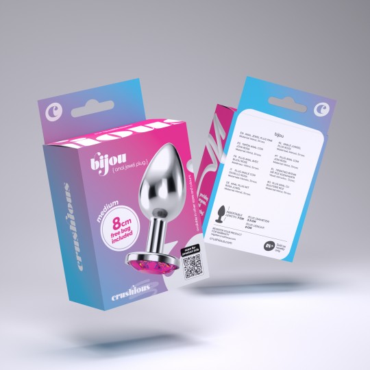 CONFEZIONE DA 48 CRUSHIOUS MEDIO ROSA BIJOU GIOIELLI ANAL PLUG CON TRASPORTO VELLUTATO POUCH