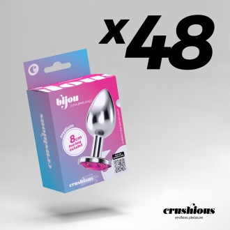 PACK DE 48 PLUG ANAL JOIA BIJOU ROSA MÉDIO CRUSHIOUS COM BOLSA AVELUDADA GRÁTIS