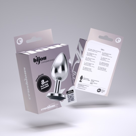 PLUG ANAL BIJOU NOIR MOYEN CRUSHIOUS AVEC SAC VELOUTÉ GRATUIT