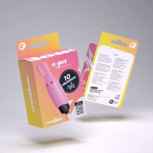 O-PET LAPIN AVEC VIBROMASSEUR BULLET À 10 VIBRATIONS ROSE PASTEL CRUSHIOUS