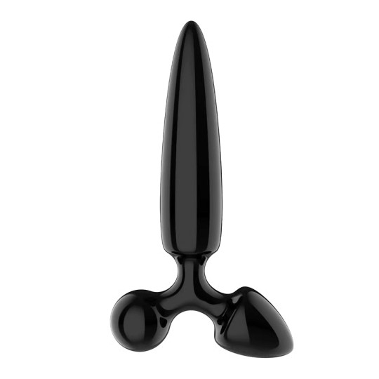 DILDO DE VIDRO COM PLUG TRIPLE CRYSTAL 1 PRETO SATISFYER