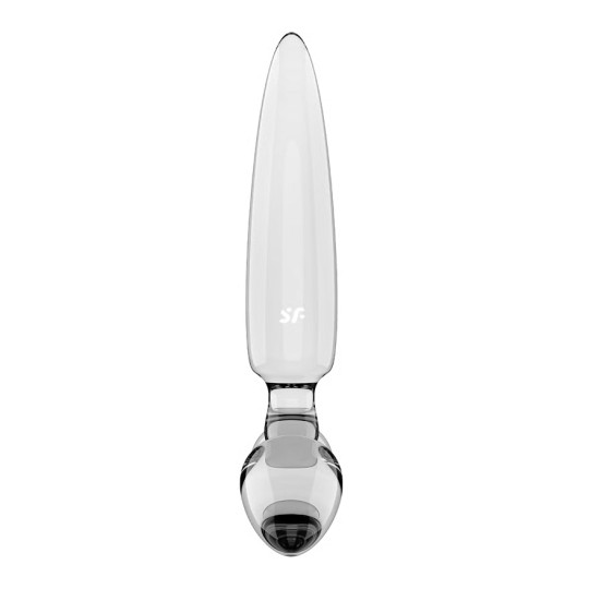 DILDO DE VIDRIO CON PLUG TRIPLE CRISTAL 1 TRANSPARENTE SATISFYER