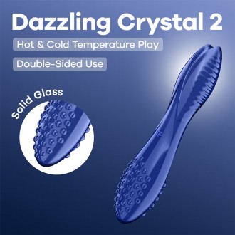 DILDO DE VIDRO DAZZLING CRYSTAL 2 AZUL SATISFYER