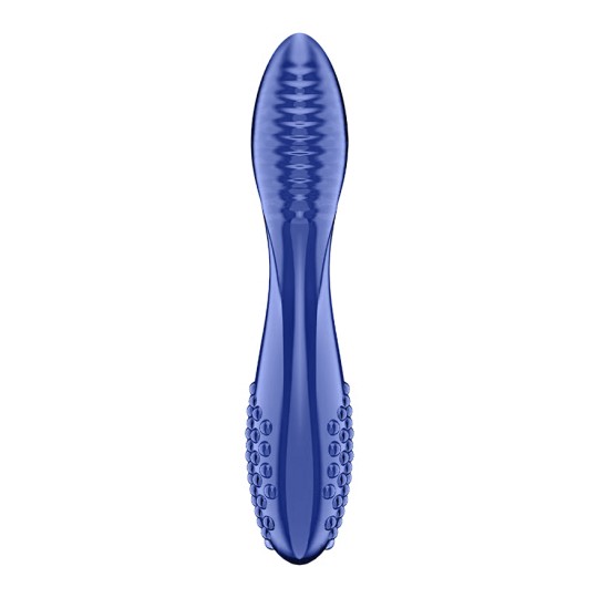 DILDO DE VIDRIO DAZZLING CRYSTAL 2 AZUL SATISFYER