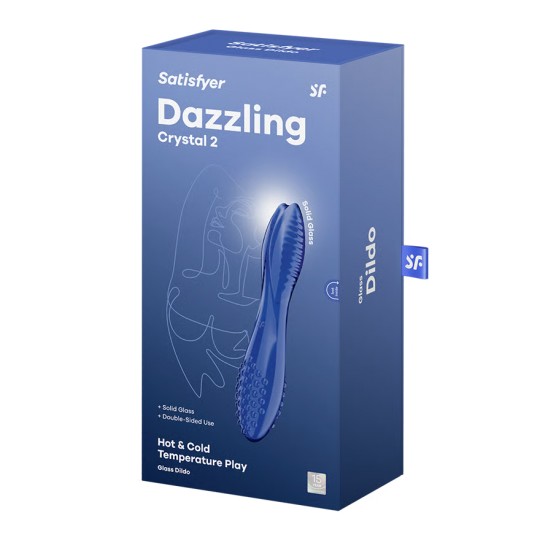 SATISFYER DAZZLING CRYSTAL 2 GLASS DILDO BLUE