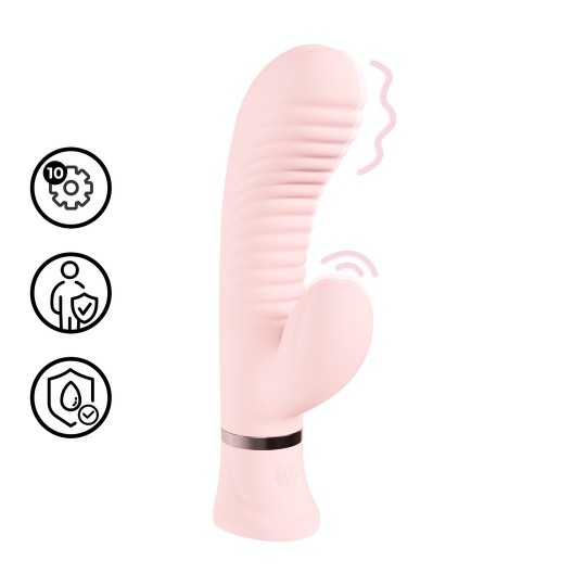 VIBRADOR MYSTIQUE RIBBED RABBIT ROSA LOVELINE