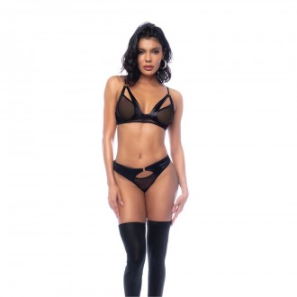 ROCK STAR - CONJUNTO DE BRALETTE DE DOS PIEZAS - NEGRO BRILLANTE