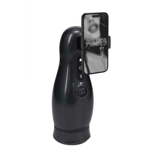 VIRTUO - SUCTION AND VIBRATION MASTURBATOR PUMP WITH PHONE ATTACHMENT - GUN METAL
