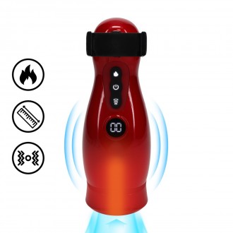VIRTUO - SUCTION AND VIBRATION MASTURBATOR PUMP WITH PHONE ATTACHMENT - METALLIC RED