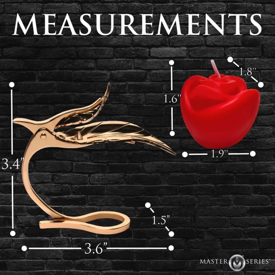 PASIÓN ARDIENTE - VELA DE ROSA CON SOPORTE - ROJO/DORADO