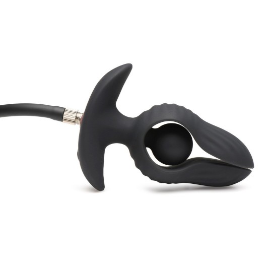 PERLA OSCURA - PLUG ANAL VIBRADOR INFLABLE CON CONTROL REMOTO - NEGRO