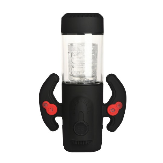 TURBO MAX - MASTURBADOR CON MOVIMIENTO DE GIRO, EMPUJE Y SUCCIÓN - TRANSPARENTE/NEGRO