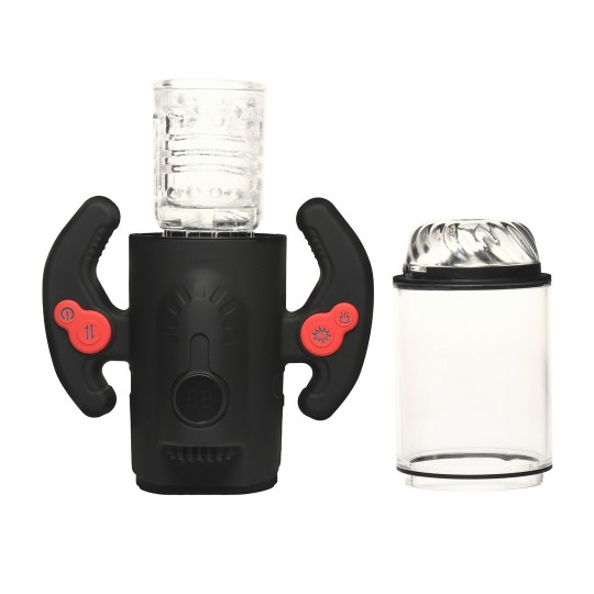 TURBO MAX - MASTURBADOR CON MOVIMIENTO DE GIRO, EMPUJE Y SUCCIÓN - TRANSPARENTE/NEGRO