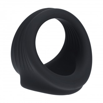 ARNÉS DE SILICONA PARA PENE Y TESTÍCULOS - NEGRO