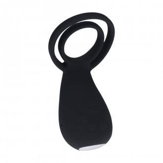 ANILLO VIBRADOR PARA PENE Y TESTÍCULOS CON ESTIMULADOR DE PATAS - NEGRO