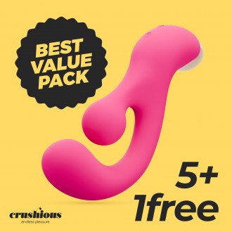PACK 5 + 1 FREE CRUSHIOUS PLEASER VIBRATOR WITH ROTATING STIMULATION