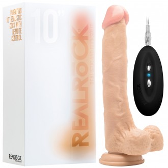 REALROCK 10” REALISTIC VIBRATOR WITH TESTICLES WHITE