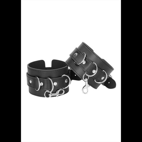 ALGEMAS PARA OS PULSOS E TORNOZELOS OUCH! LEATHER HAND AND LEG CUFFS PRETAS